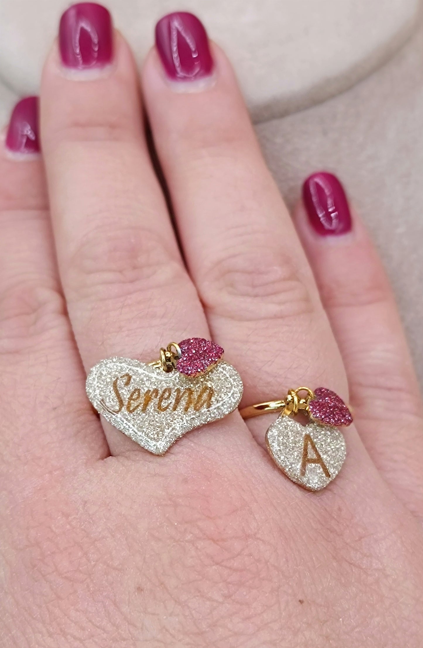 Anello lucciola cuore pendente personalizzabile