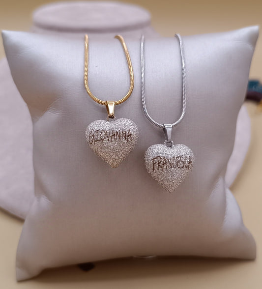 Collana Amour cuore bombato personalizzabile