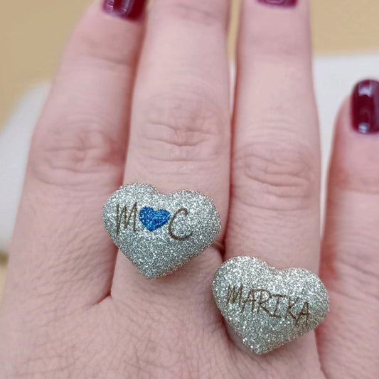 Anello Amour cuore bombato personalizzabile