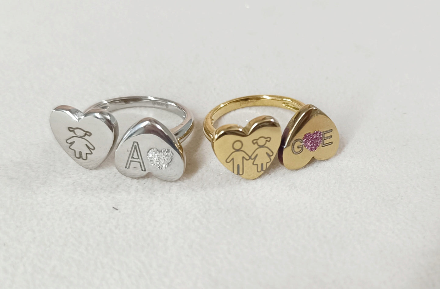 Anello double Heart personalizzabile