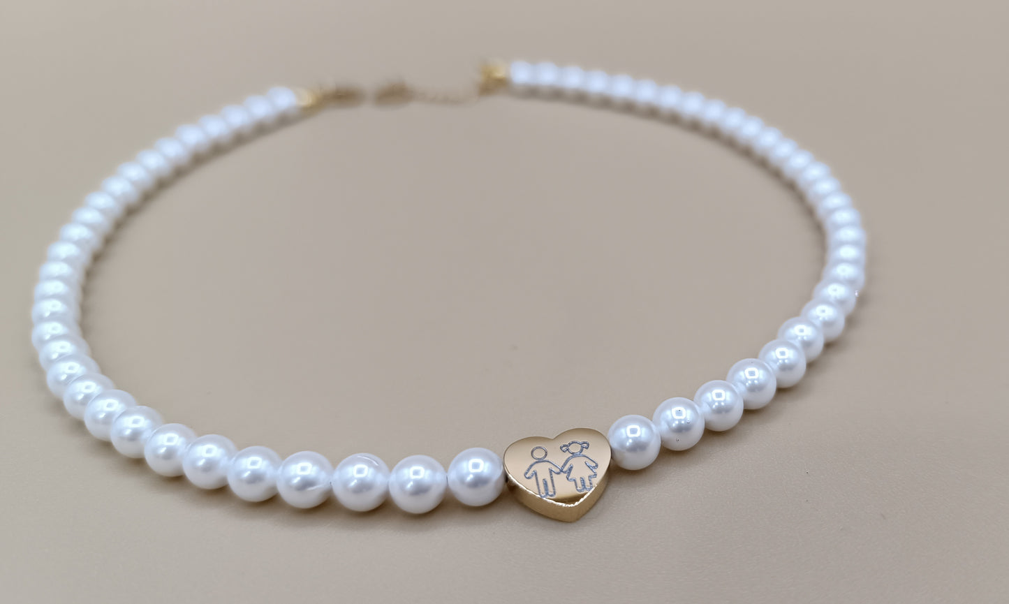 Collana perle con cuore personalizzabile